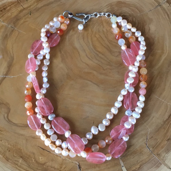 COPY - Rose quartz and pearl necklace - Picture 4 of 4